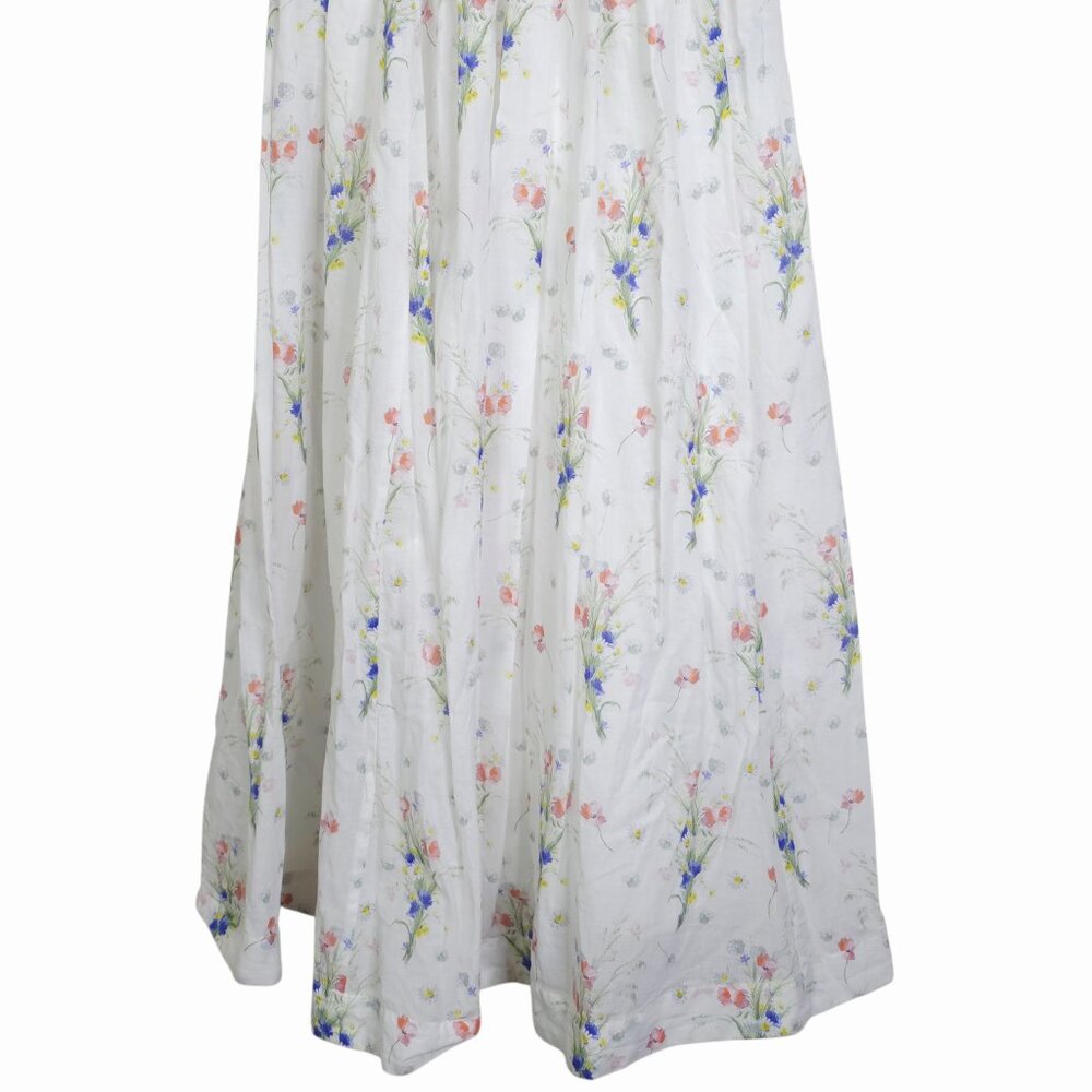 Doen Quinley Midi Dress Painted Bouquet White Floral Puff Sleeve Size XXS - Picture 6 of 10